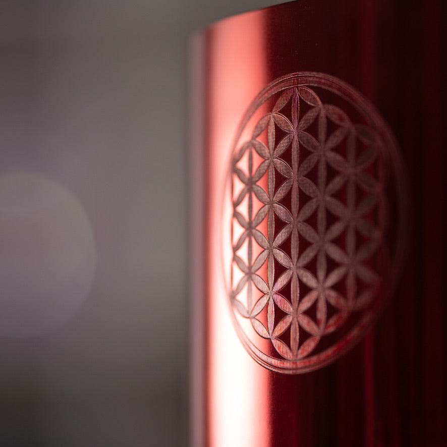 12" F+41 Ruby Ray Crystal Singing Bowl with Flower of Life