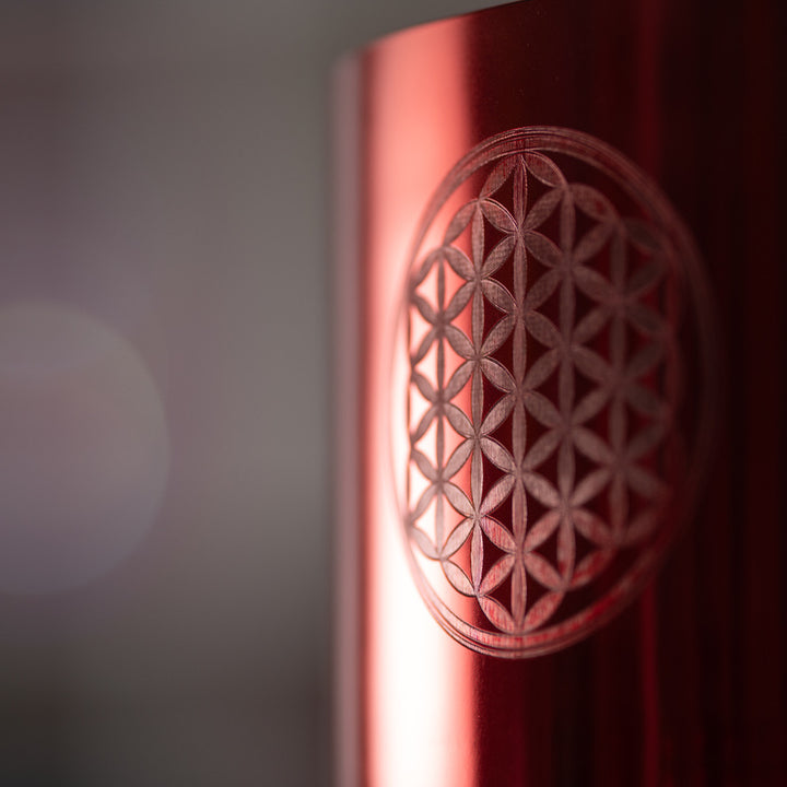 12" F+41 Ruby Ray Crystal Singing Bowl with Flower of Life