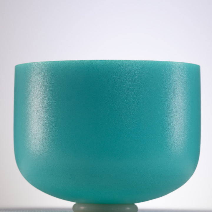 12" E+1 Frosted Turquoise Tide Crystal Singing Bowl with Silver inside