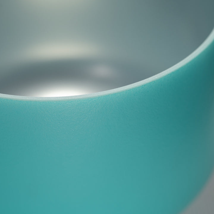 12" E+1 Frosted Turquoise Tide Crystal Singing Bowl with Silver inside