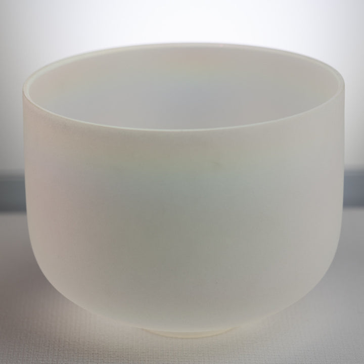 11.75" D+7 White Frosted Singing Bowl with Angel Aura inside
