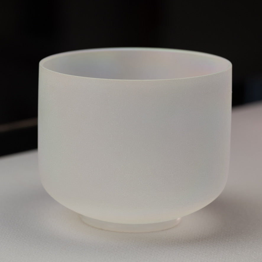 7.75" G-8 White Frosted Singing Bowl with Angel Aura inside