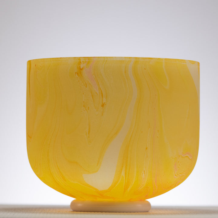 9" F#-24 Yellow Swirl Frosted Crystal Singing Bowl