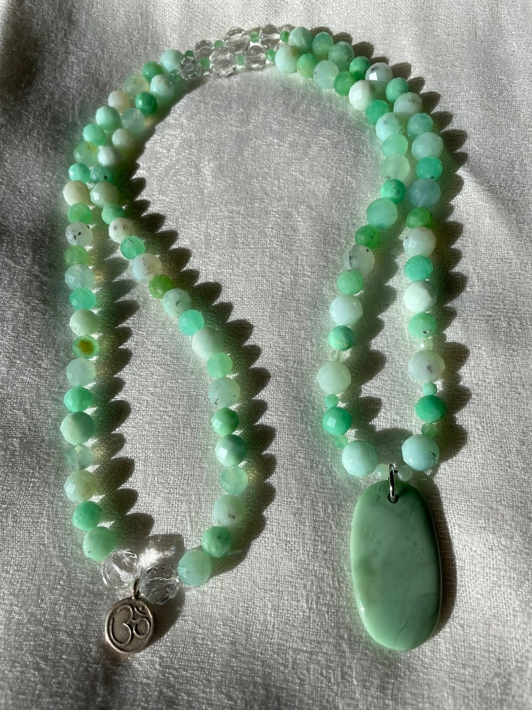 Faceted Chrysoprase Mala