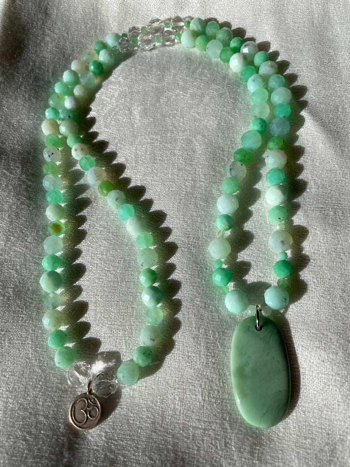 Faceted Chrysoprase Mala