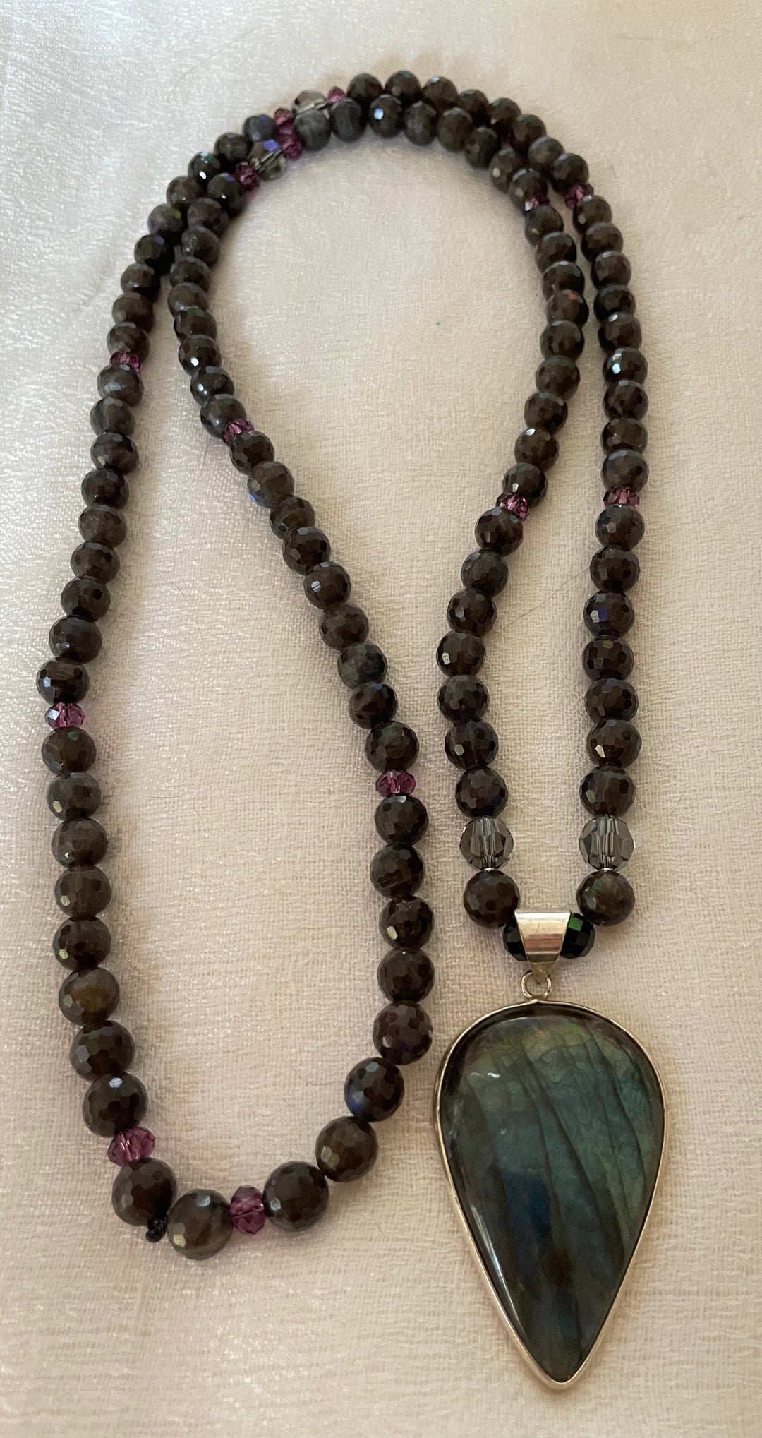 Faceted Black Labradorite Mala