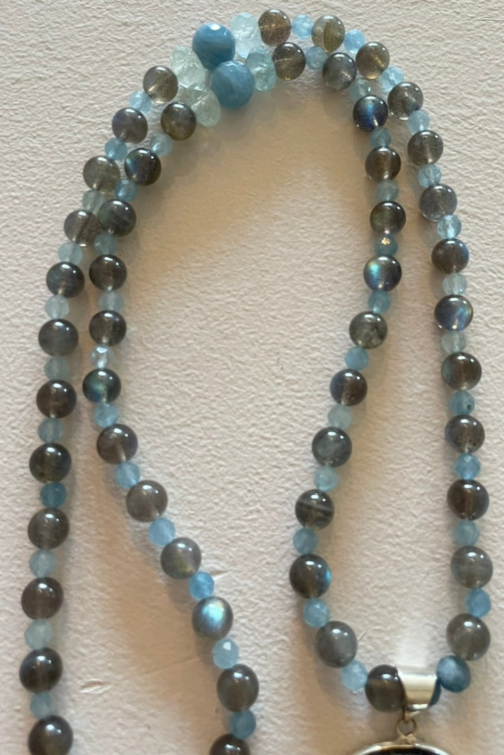 Labradorite & Aquamarine Mala