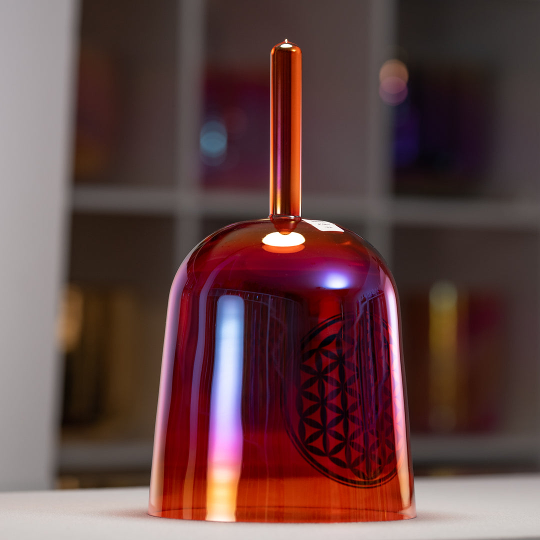 8" C#+3 Topaz Transformation Crystal Singing Bowl with Flower of Life