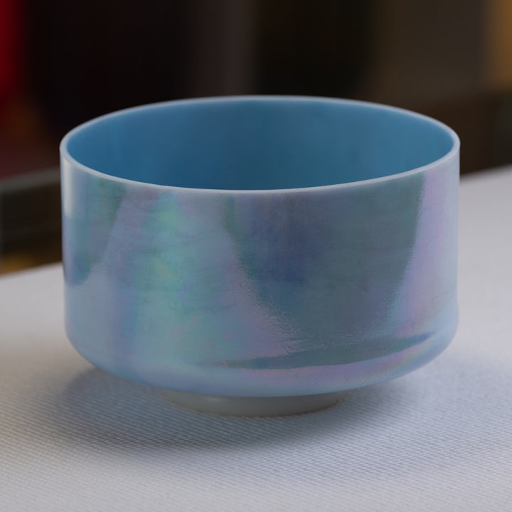 9" Turquoise Platinum and Ocean Gold Crystal Singing Bowl from Crystal Tones