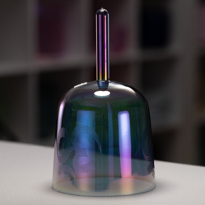 7.75" F-7 Aurora Sky Crystal Singing Bowl with Om, Handheld