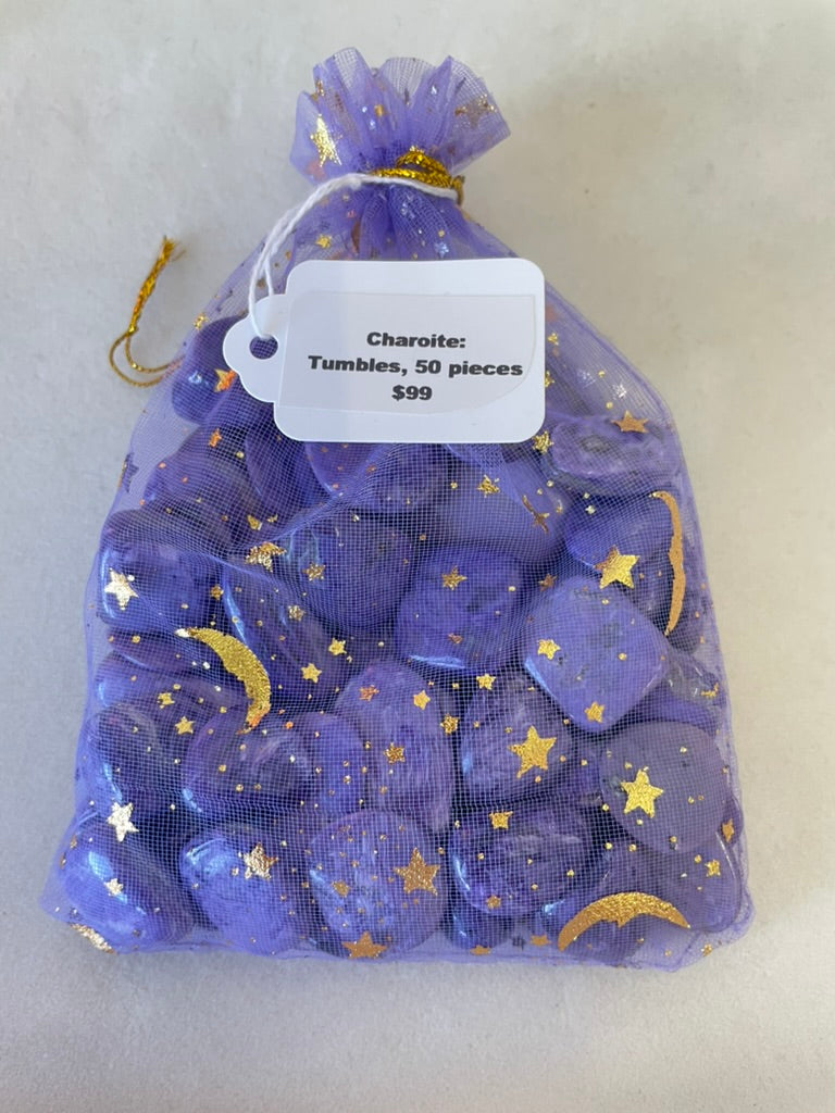 Charoite Tumbles: 50 Piece Bag