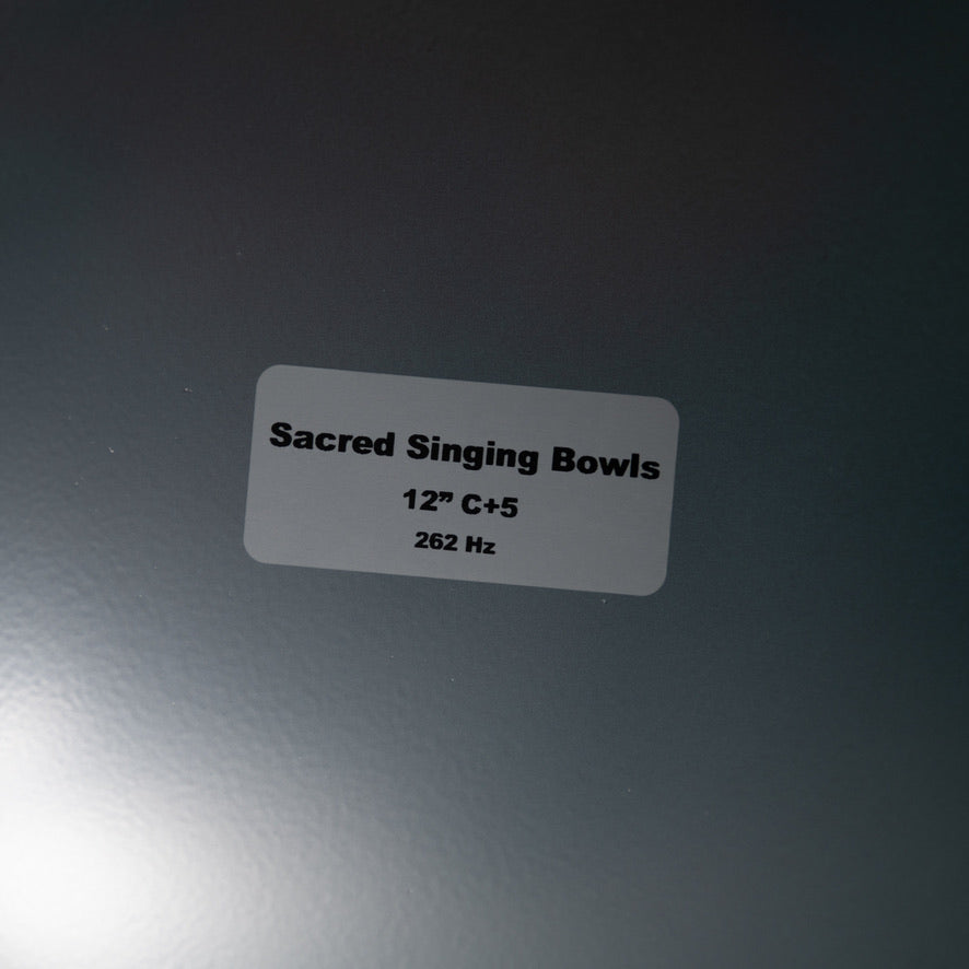 12" C+5 Frosted Turquoise Tide Crystal Singing Bowl with Silver inside