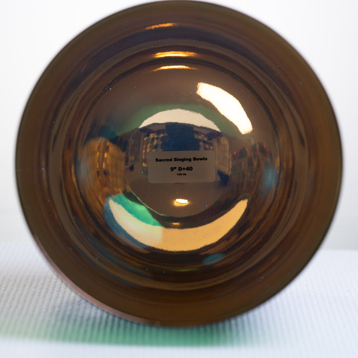9" D+40 Divine Earth Crystal Singing Bowl, 24k Gold inside