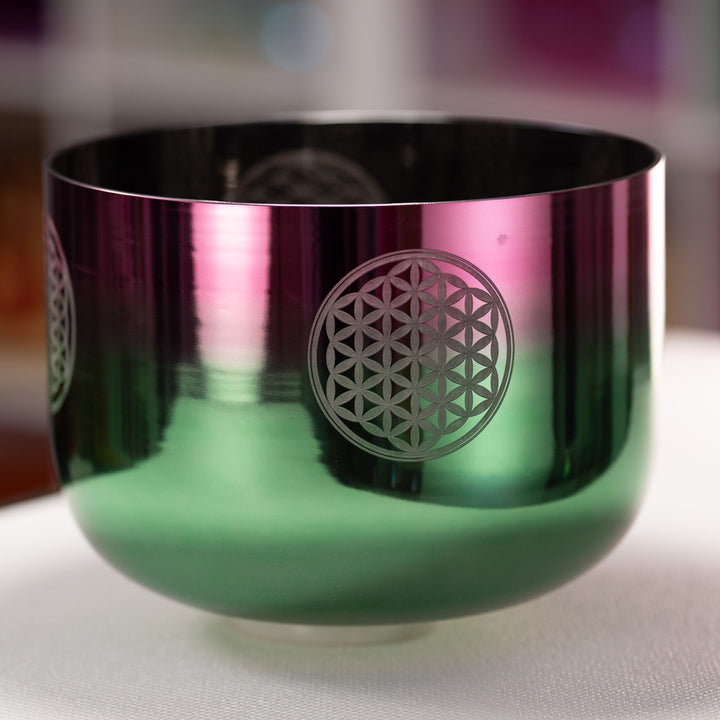 12" E-28 Divine Heart Crystal Singing Bowl with Flower of Life