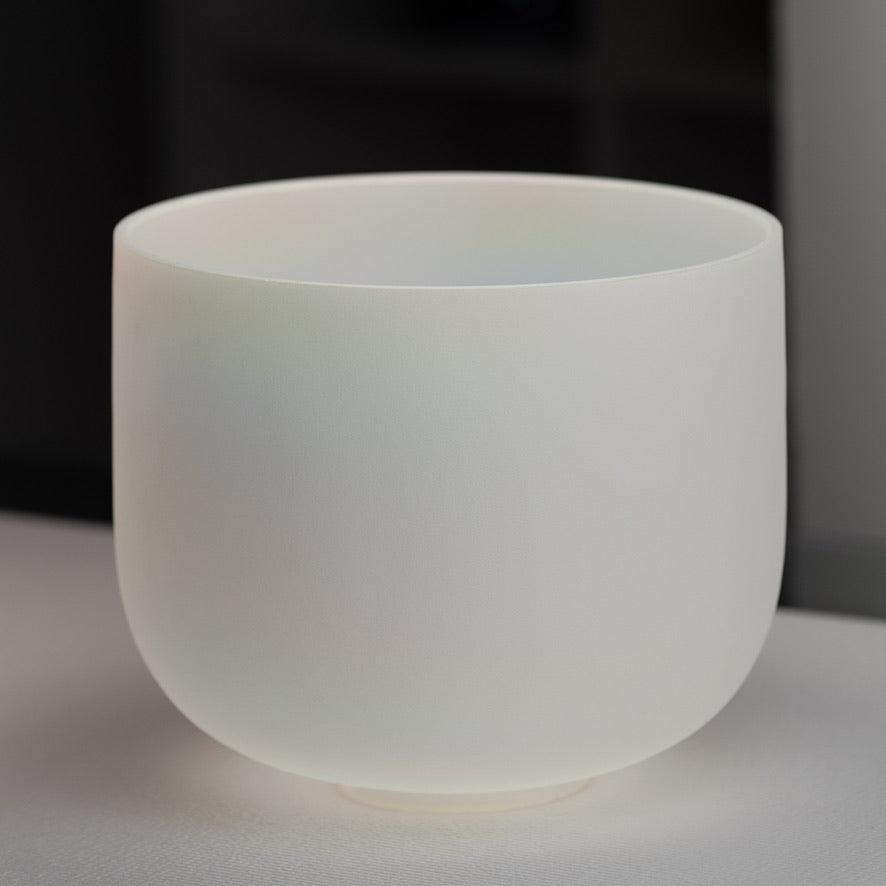 10.75" E-2 White Frosted Singing Bowl with Angel Aura inside