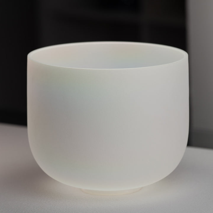 10.75" E-2 White Frosted Singing Bowl with Angel Aura inside