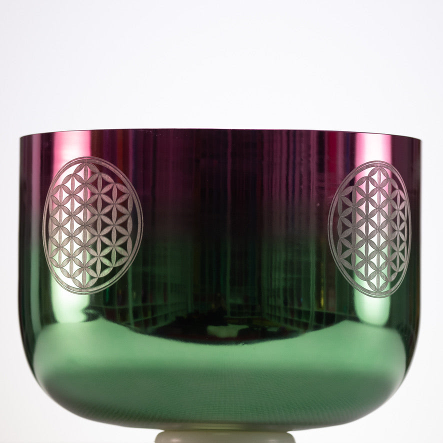 12" E-28 Divine Heart Crystal Singing Bowl with Flower of Life