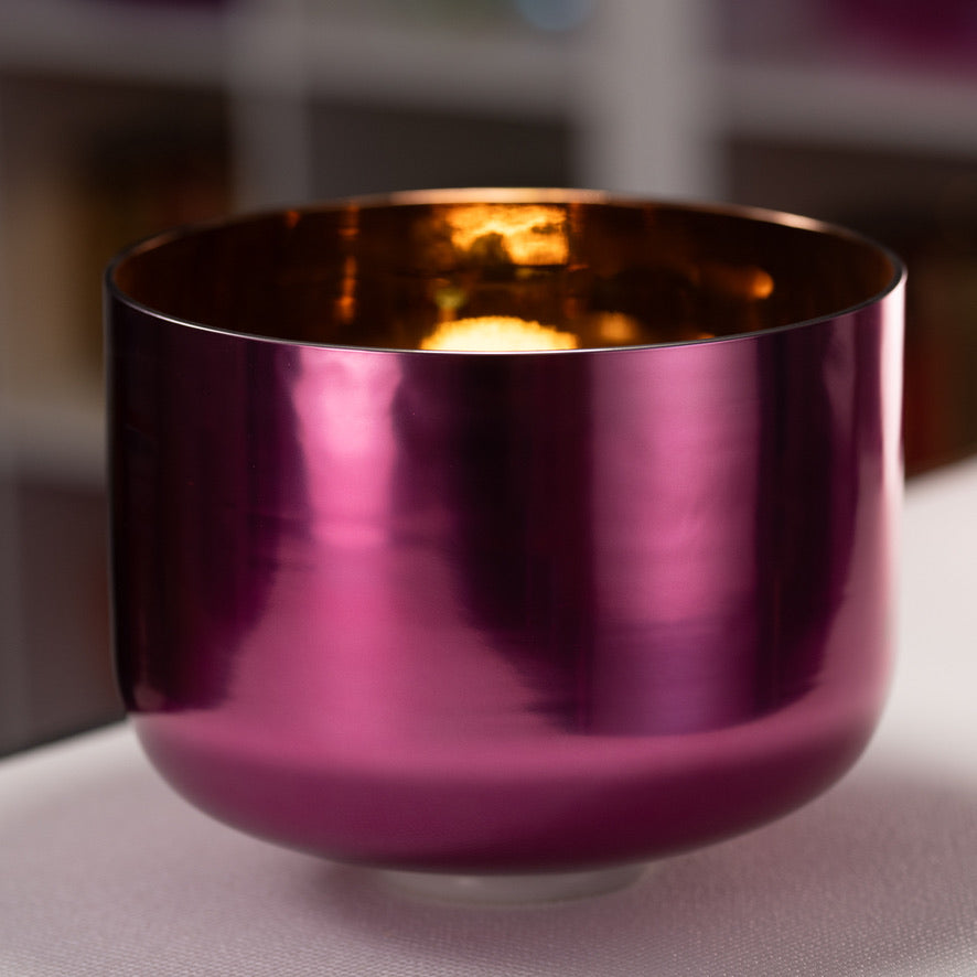 12" F+23 Radiant Rose Crystal Singing Bowl, 24k Gold inside