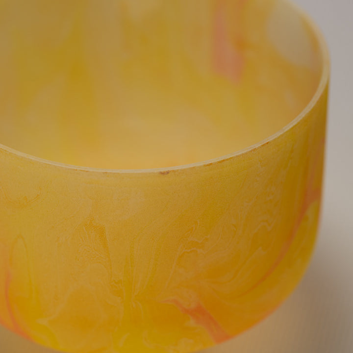9.25" E-24 Yellow Swirl Frosted Crystal Singing Bowl