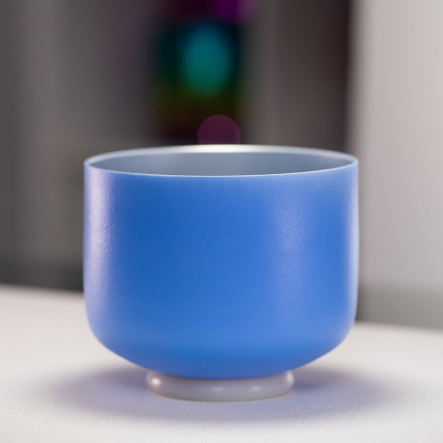 8" E+8 Father Sky Frosted Crystal Singing Bowl, Silver inside