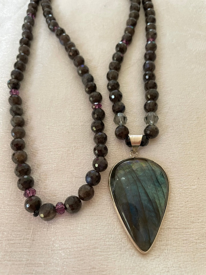 Faceted Black Labradorite Mala