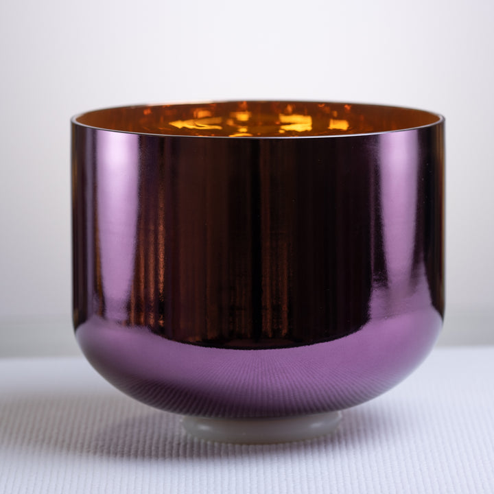 10" G#+28 Divine Violet Flame Crystal Singing Bowl, 24k Gold inside