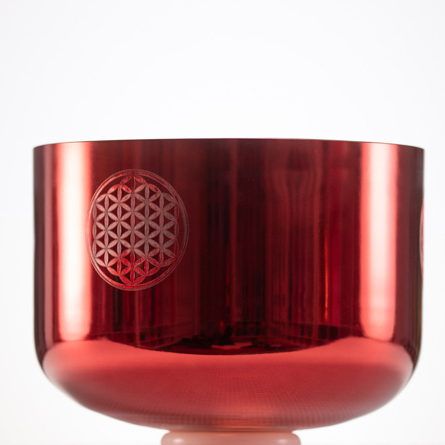 12" F+41 Ruby Ray Crystal Singing Bowl with Flower of Life
