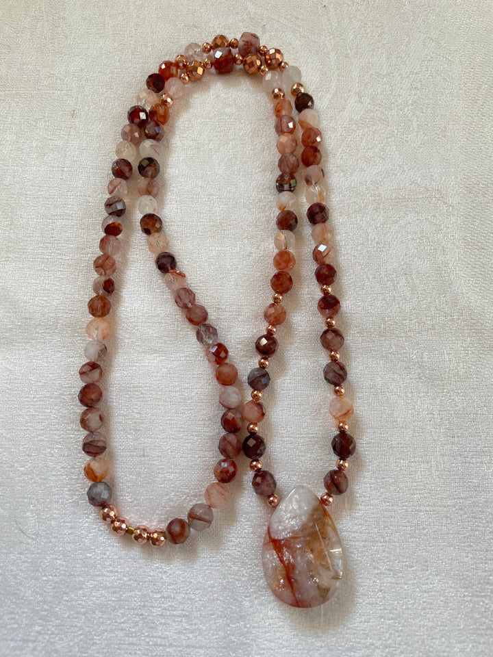 Faceted Lepidocrocite Mala with Lepidocrocite Pendant