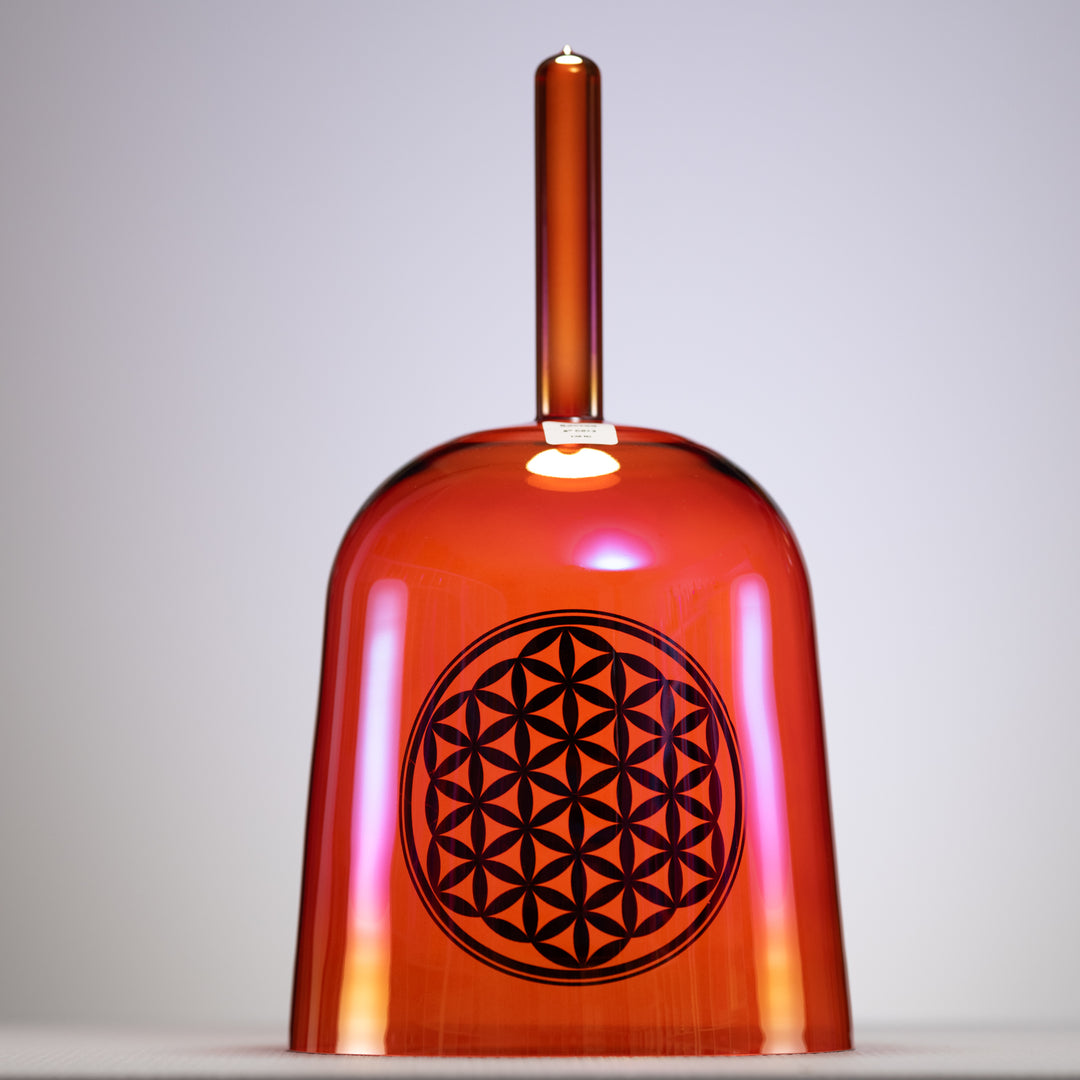 8" C#+3 Topaz Transformation Crystal Singing Bowl with Flower of Life