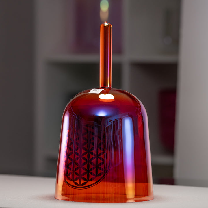 8" C#+3 Topaz Transformation Crystal Singing Bowl with Flower of Life