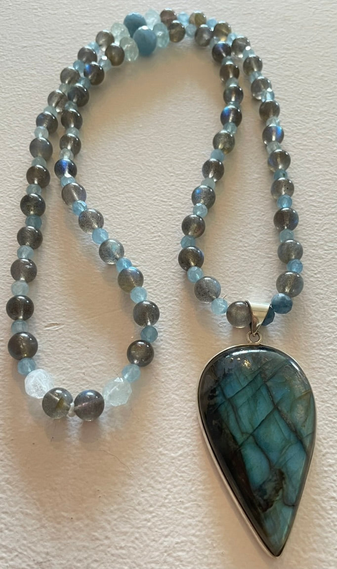 Labradorite & Aquamarine Mala
