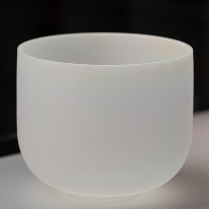 10.75" E-2 White Frosted Singing Bowl with Angel Aura inside