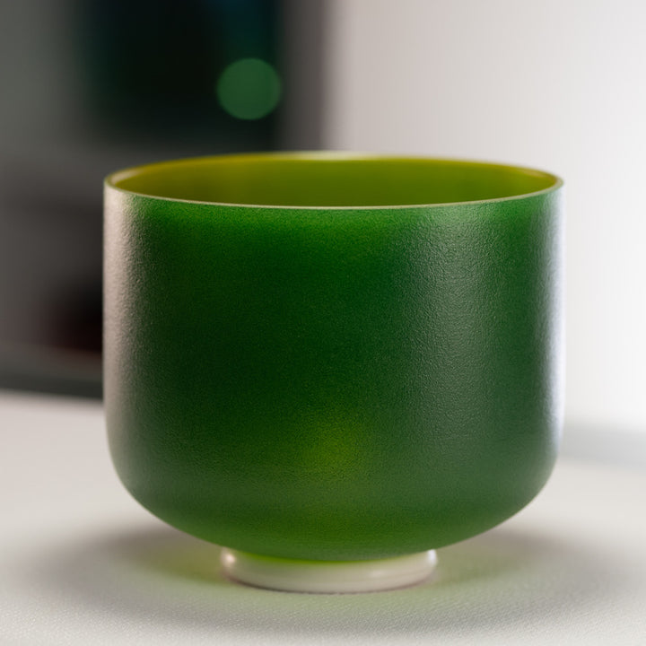 Sacred Singing Bowls: Emerald Heart with Gold inside bowl