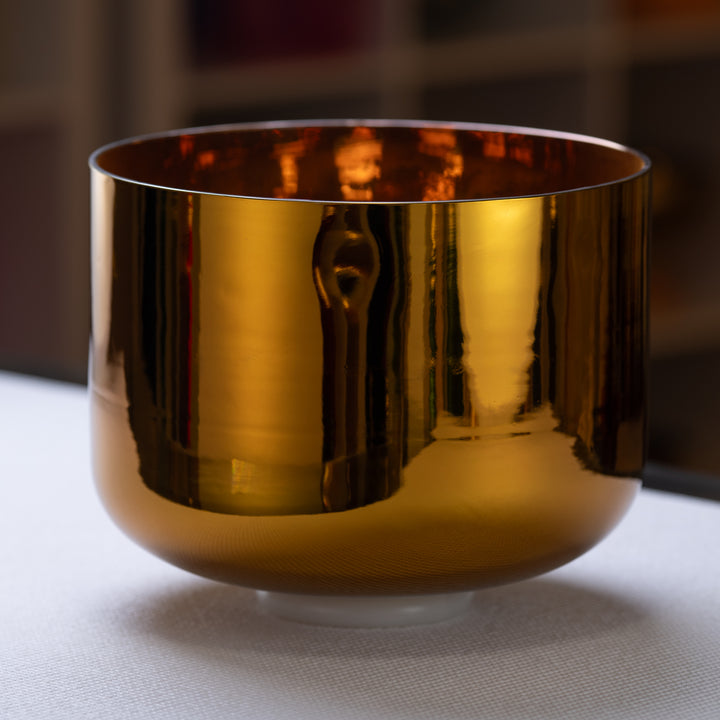 11" G#-16 Harmonic Sun Crystal Singing Bowl, 24k Gold inside