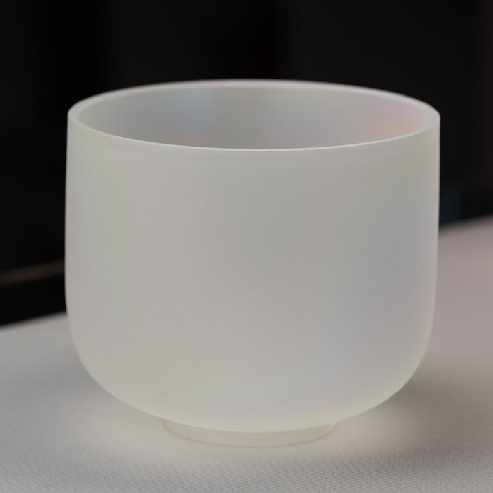 9" G+0 White Frosted Singing Bowl with Angel Aura inside