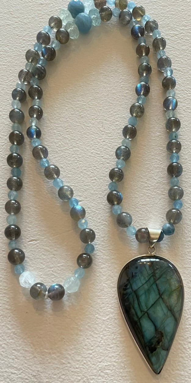 Labradorite & Aquamarine Mala