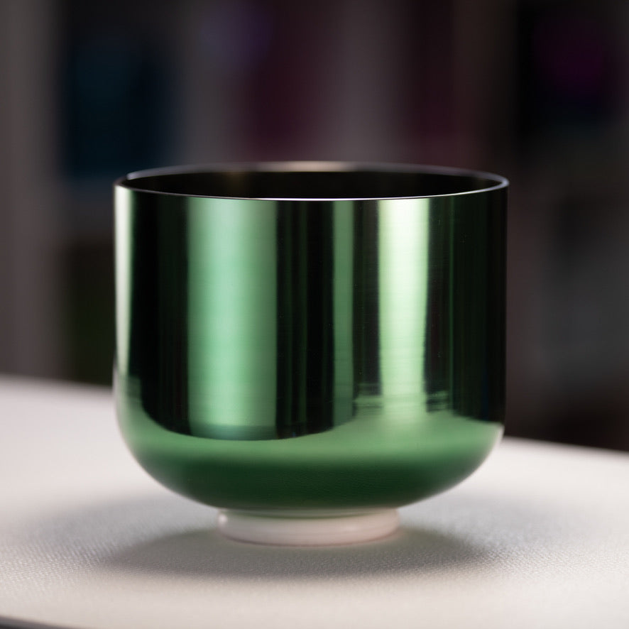 9" C+9 Emerald Heart Crystal Singing Bowl, Perfect Pitch