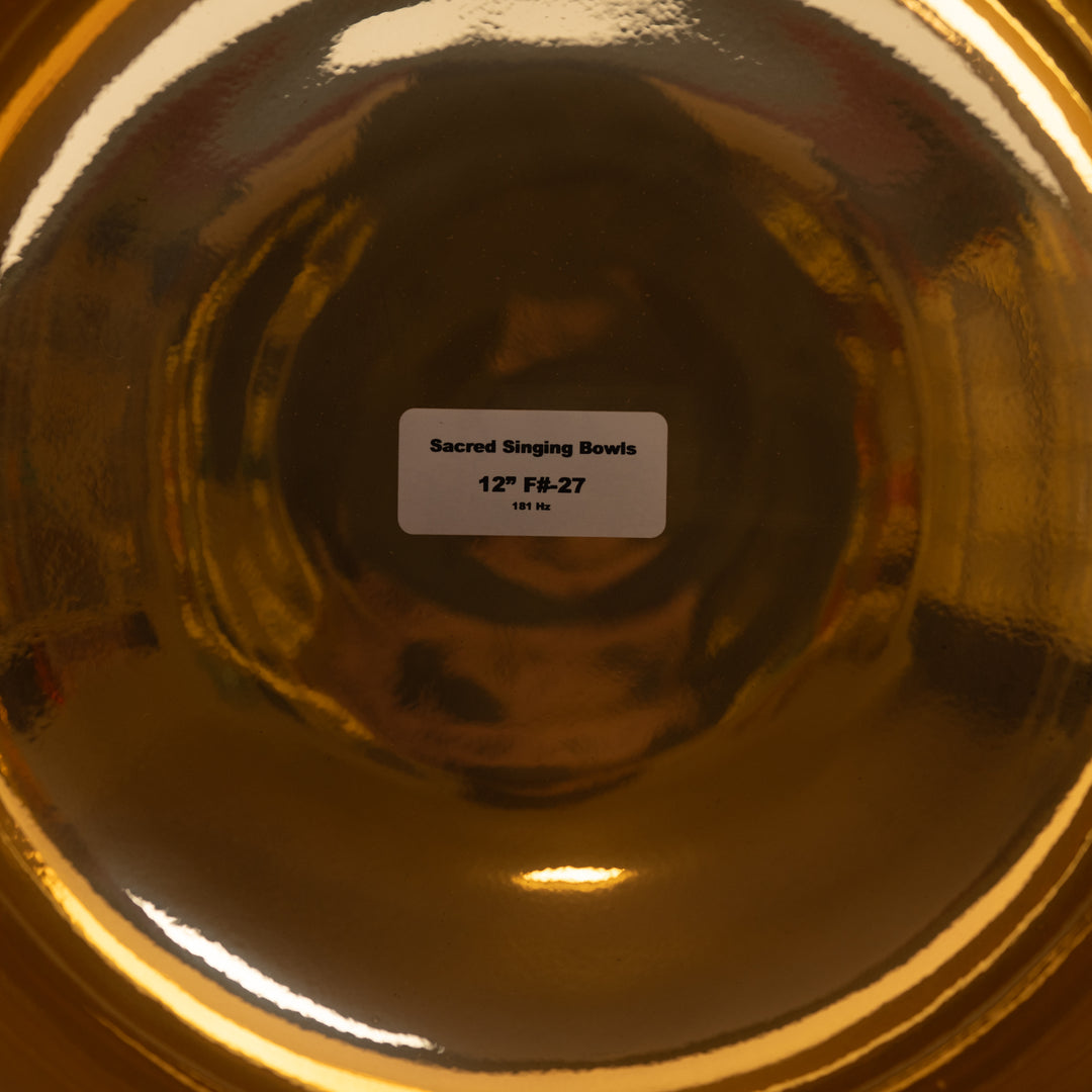 12" F#-27 Divine Violet Flame Crystal Singing Bowl, 24k Gold inside