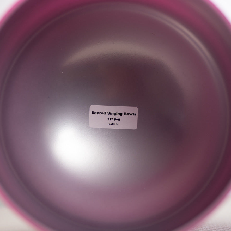 11" F+5 Dreamy Peony Frosted Crystal Singing Bowl, Silver inside