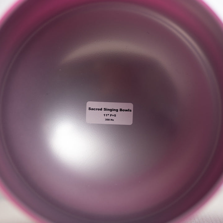 11" F+5 Dreamy Peony Frosted Crystal Singing Bowl, Silver inside