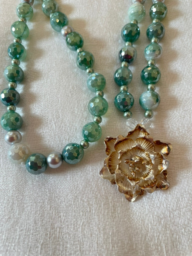 Faceted Green Agate Mala