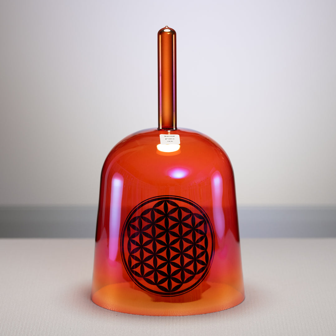 8" C#+3 Topaz Transformation Crystal Singing Bowl with Flower of Life