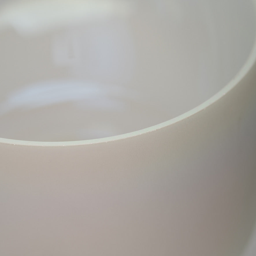 10.75" E-2 White Frosted Singing Bowl with Angel Aura inside