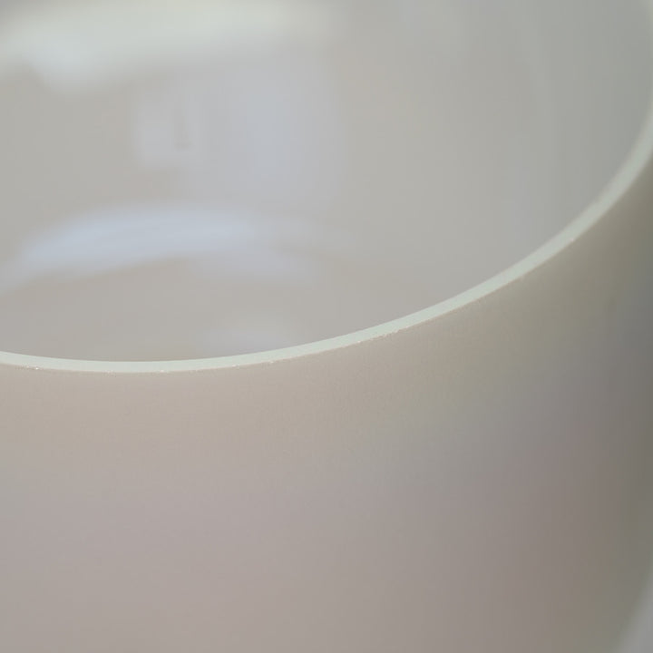 10.75" E-2 White Frosted Singing Bowl with Angel Aura inside