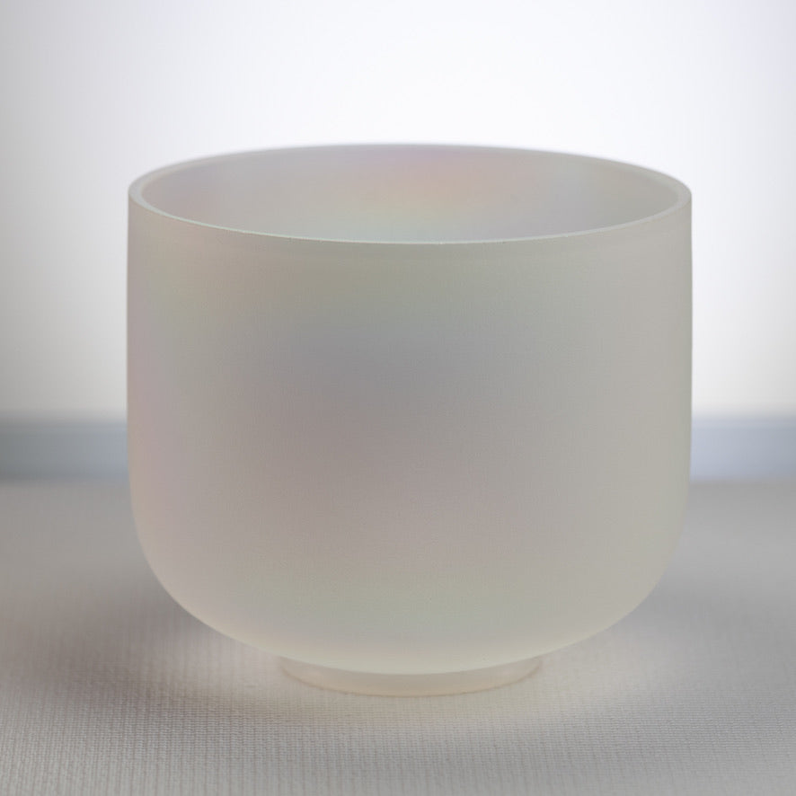 9" G+0 White Frosted Singing Bowl with Angel Aura inside