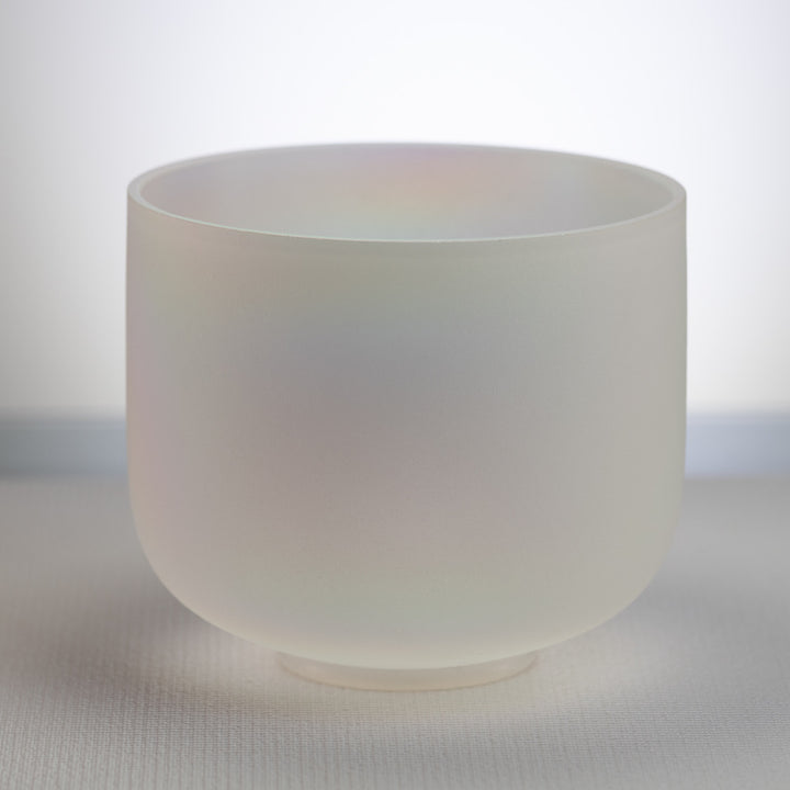 9" G+0 White Frosted Singing Bowl with Angel Aura inside