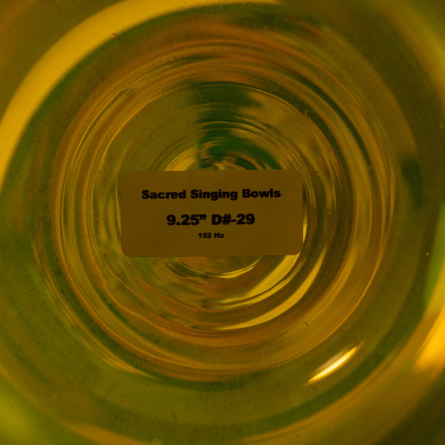 9.25” D#-29 Earth Magic Crystal Singing Bowl, Gold inside