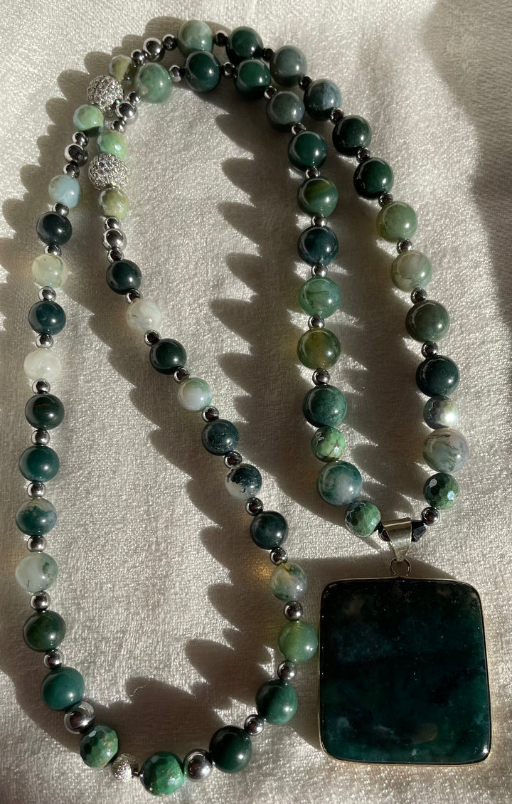 Moss Agate Mala