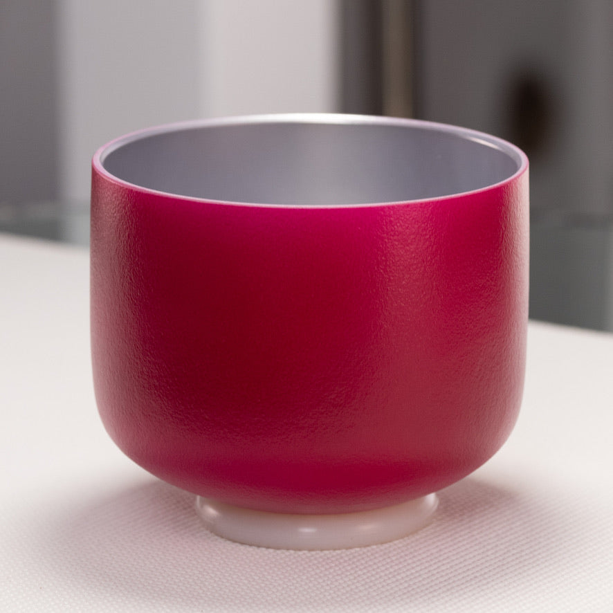 7.75" C+1 Dreamy Peony Frosted Crystal Singing Bowl, Silver inside