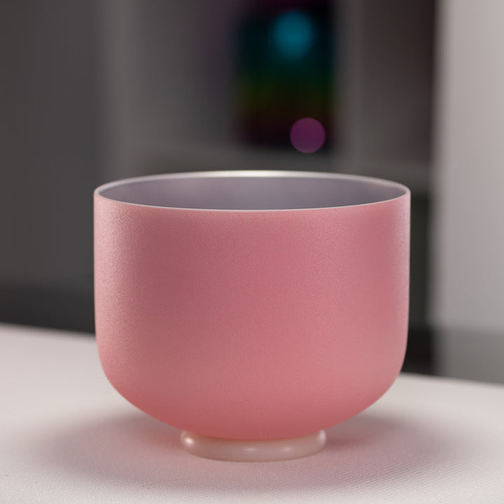 Pink & silver frosted crystal singing bowl